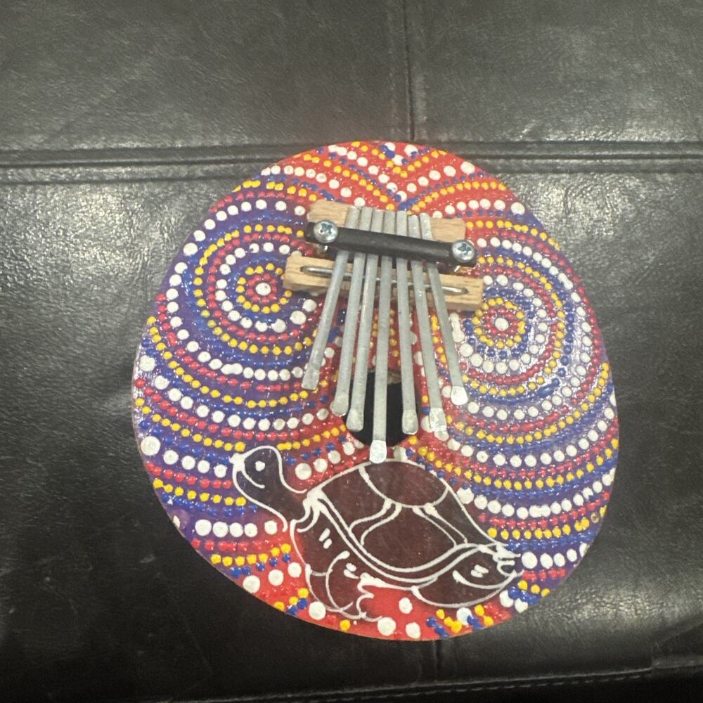 Handmade Kalimba Thumb Piano Painted Folk Art Colorful Design 7 Key Instrument